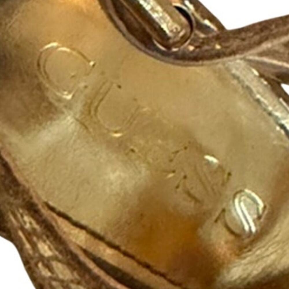 GUESS Gold Studded Strappy Heels Snake Embossed Leather Size 7.5 - Picture 7 of 10